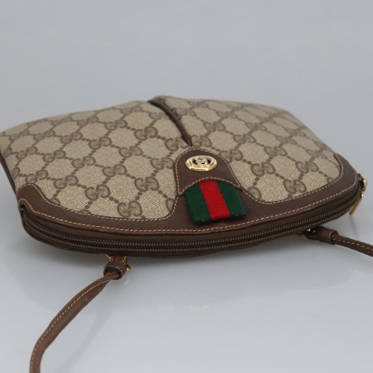 GUCCI GG Supreme Web Sherry Line Shoulder Bag PVC Beige 904 02 047 101184