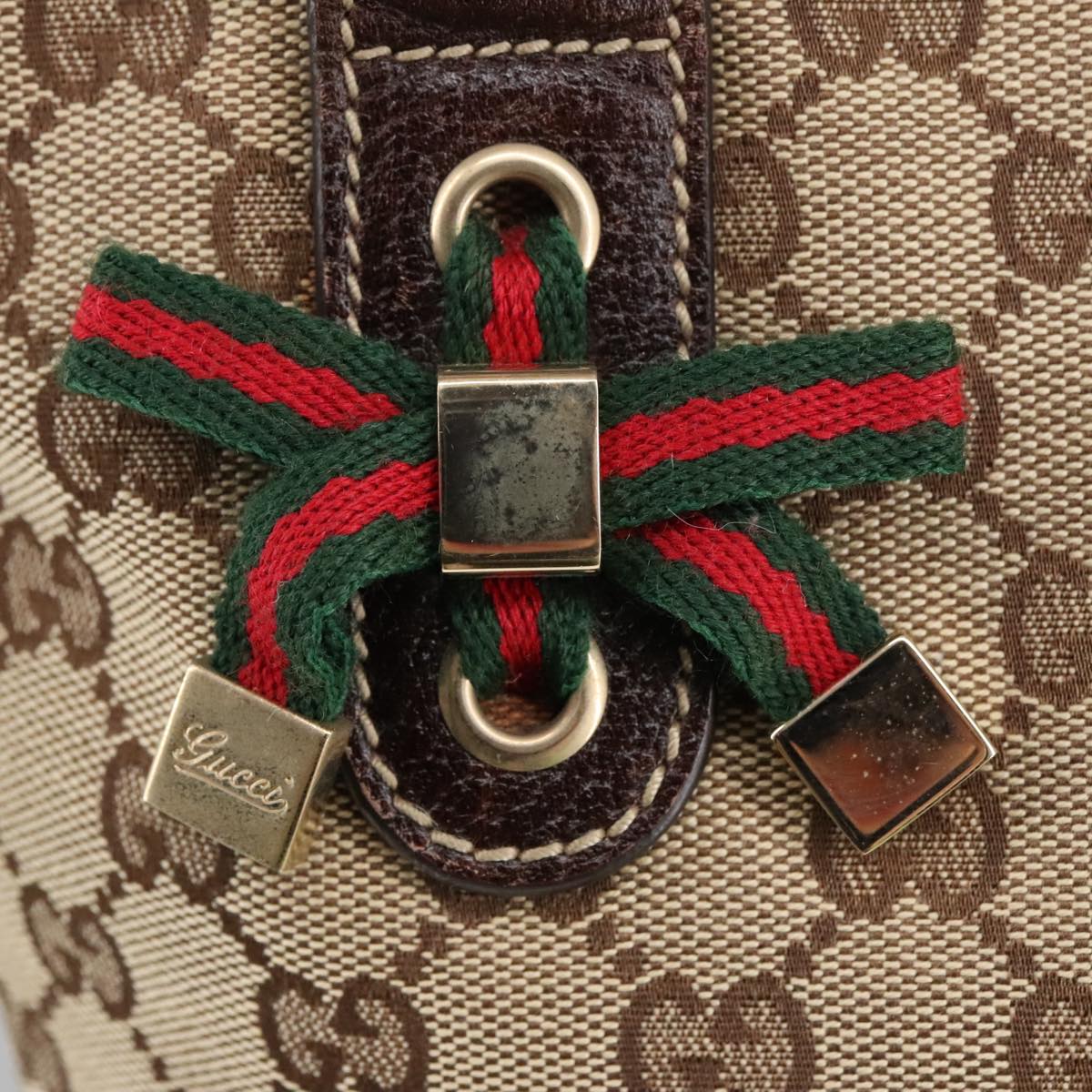 GUCCI GG Canvas Web Sherry Line Shoulder Bag Beige Gold 181779 101185