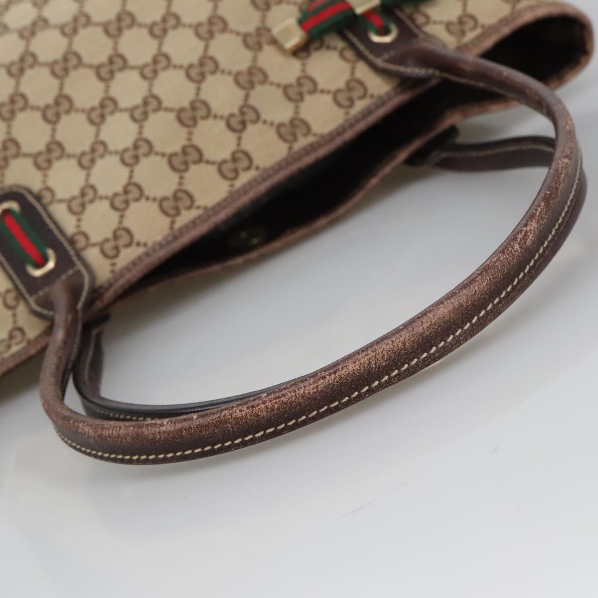 GUCCI GG Canvas Web Sherry Line Shoulder Bag Beige Gold 181779 101185