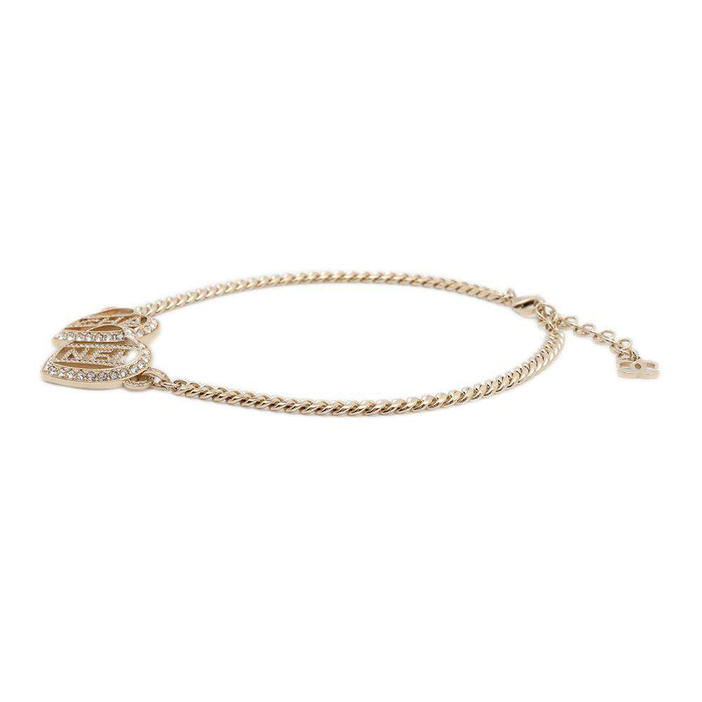 CHANEL CHANEL logo double heart choker necklaceABB646 Metal strass
