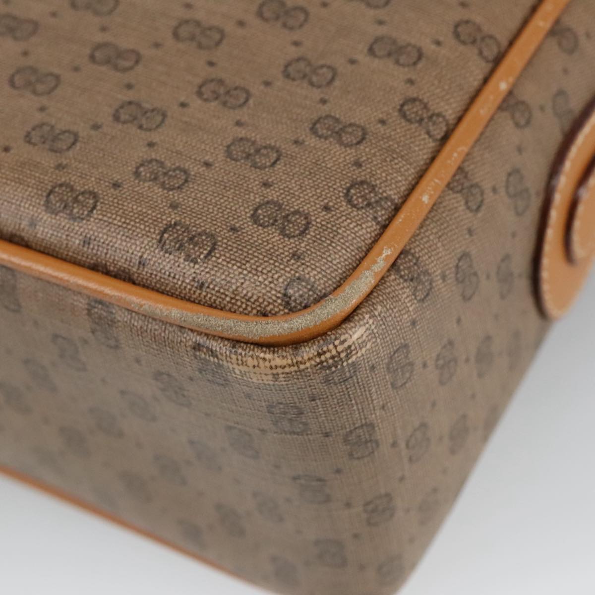 GUCCI Micro GG Supreme Shoulder Bag PVC Leather Beige Gold 101192
