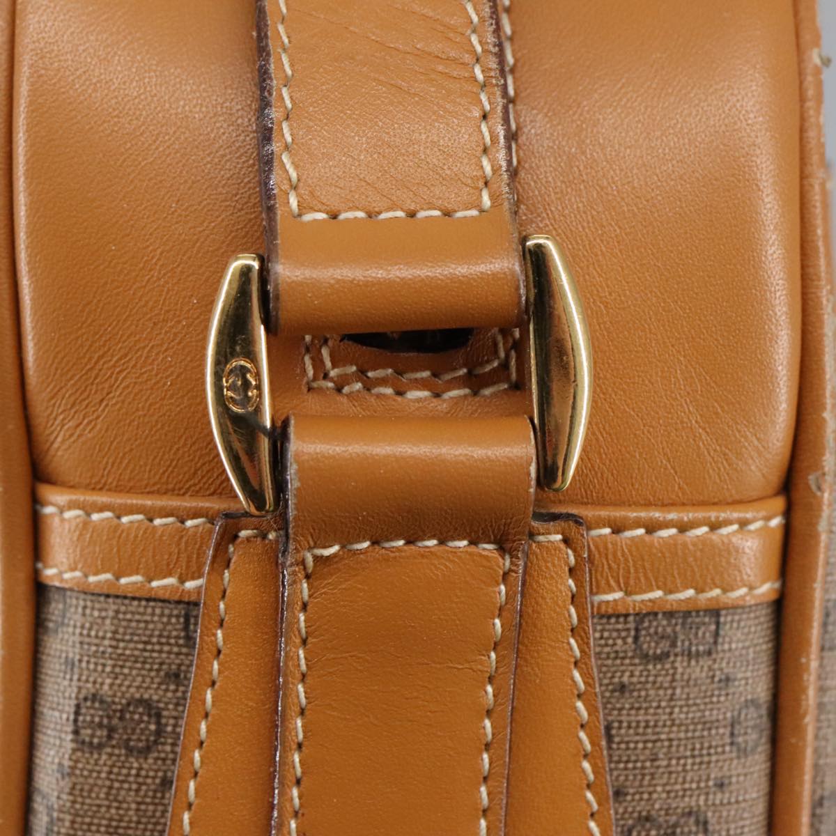 GUCCI Micro GG Supreme Shoulder Bag PVC Leather Beige Gold 101192