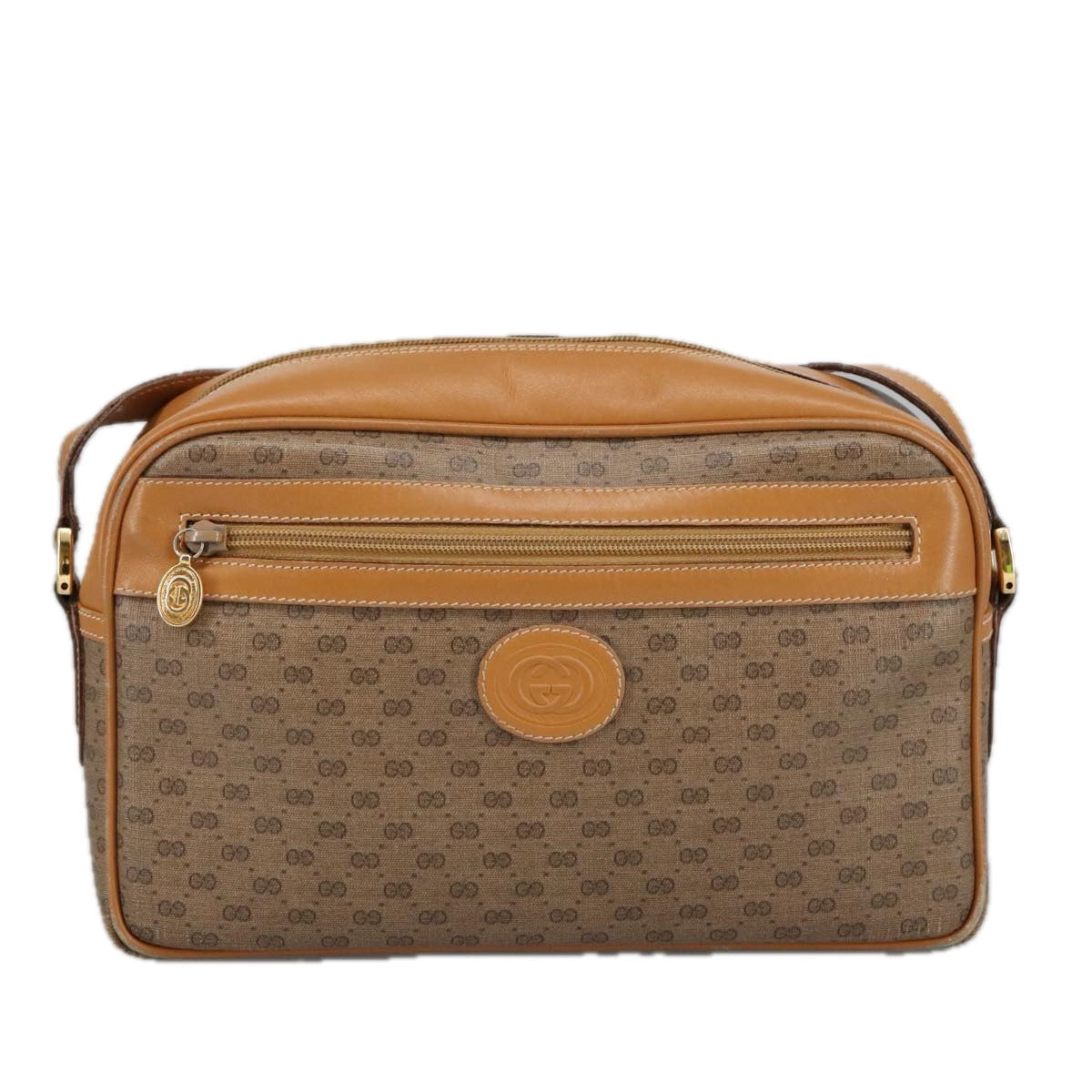GUCCI Micro GG Supreme Shoulder Bag PVC Leather Beige Gold 101192