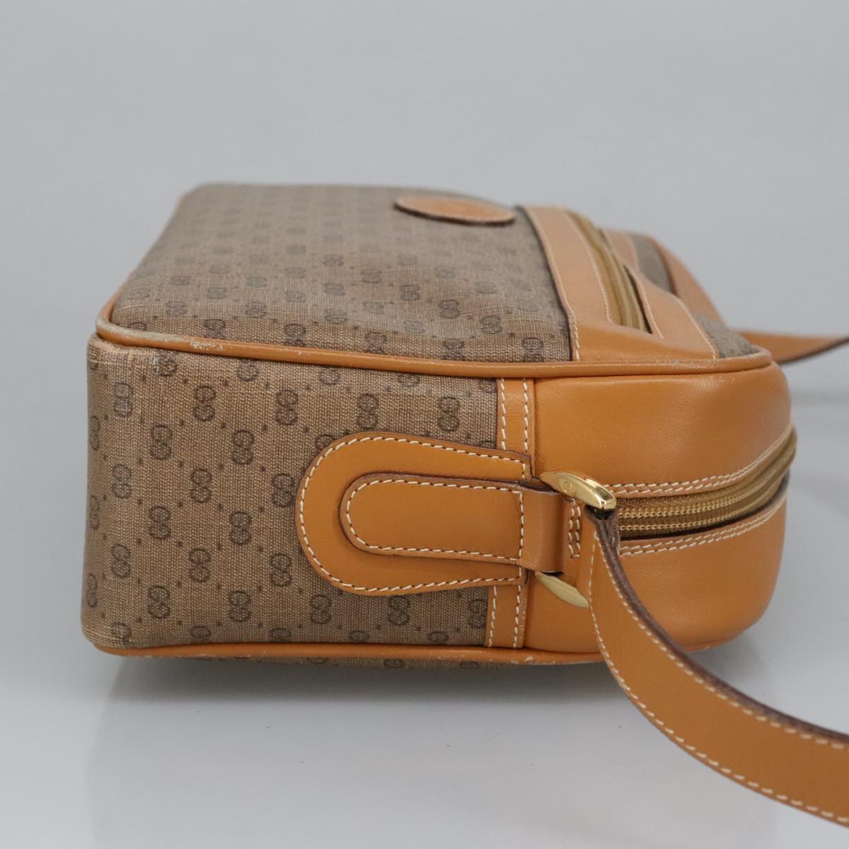 GUCCI Micro GG Supreme Shoulder Bag PVC Leather Beige Gold 101192