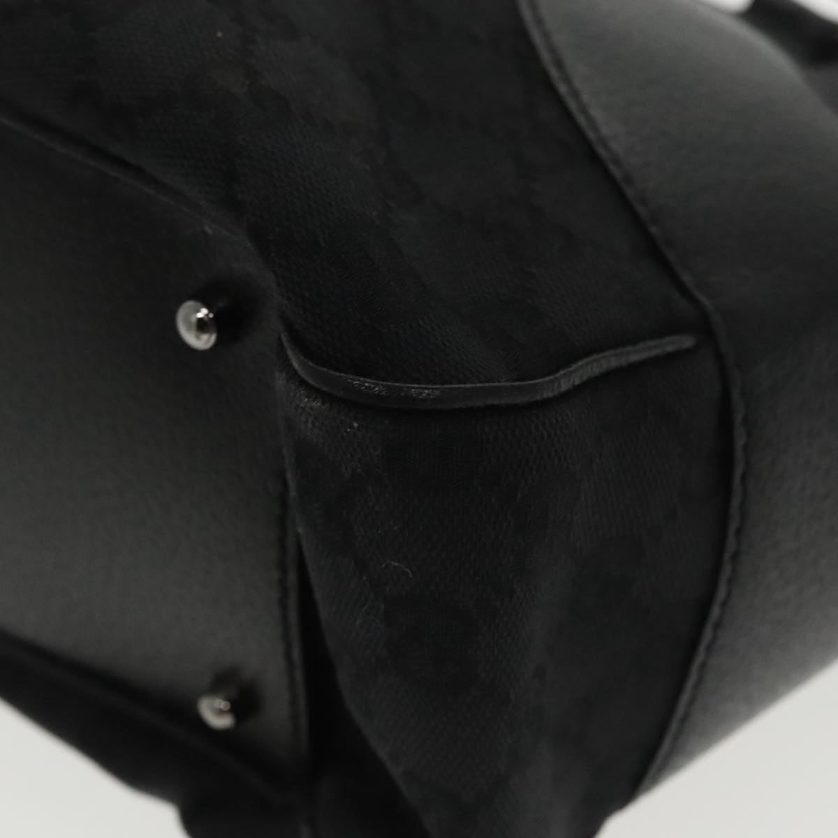 GUCCI GG Canvas Hand Bag Black Silver 113011 101218