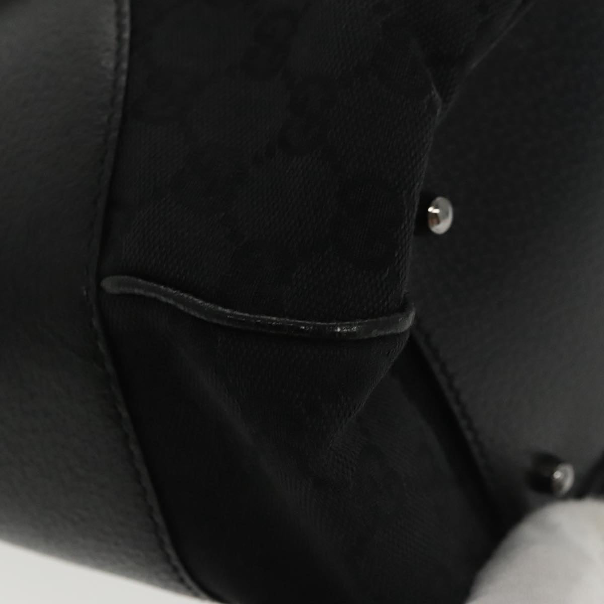 GUCCI GG Canvas Hand Bag Black Silver 113011 101218