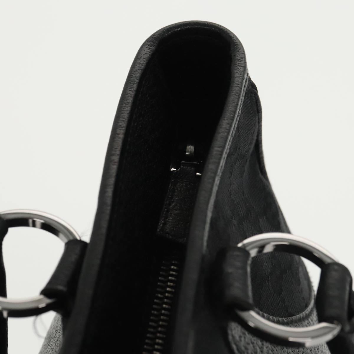 GUCCI GG Canvas Hand Bag Black Silver 113011 101218