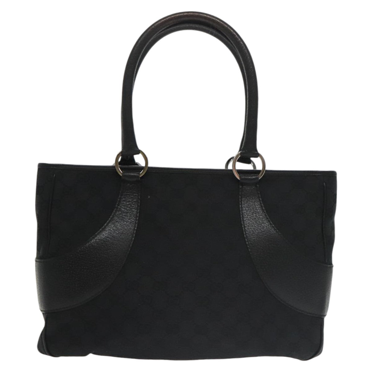 GUCCI GG Canvas Hand Bag Black Silver 113011 101218