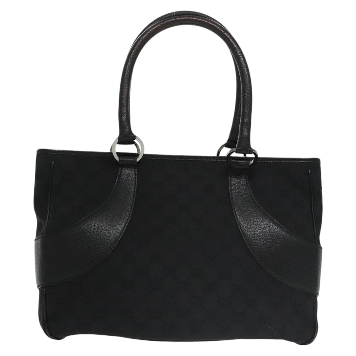 GUCCI GG Canvas Hand Bag Black Silver 113011 101218