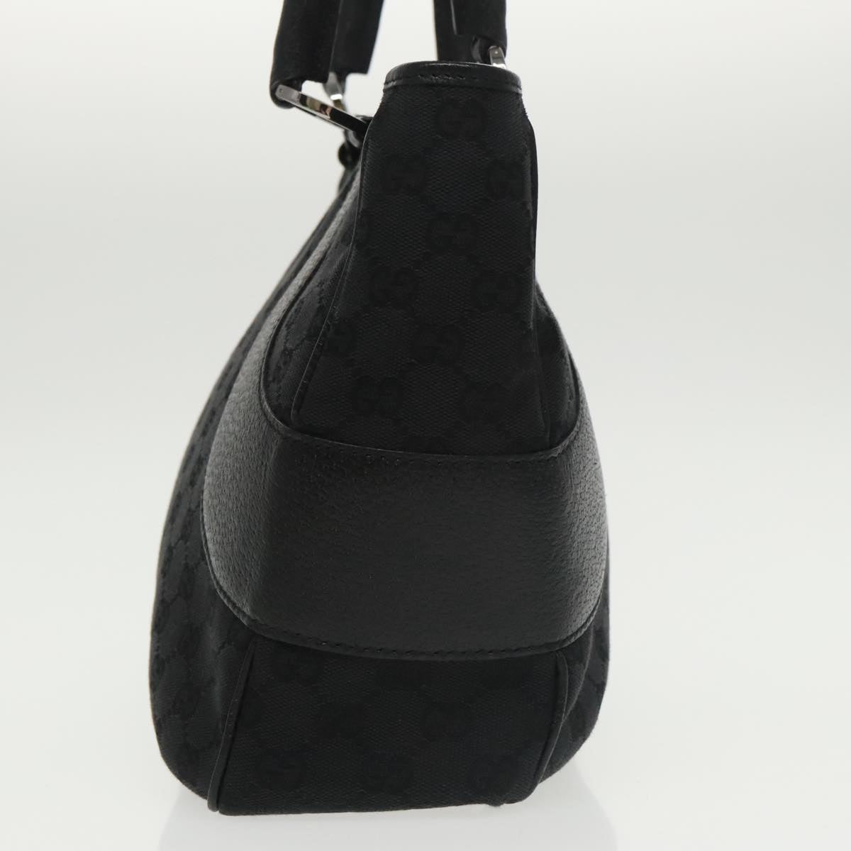 GUCCI GG Canvas Hand Bag Black Silver 113011 101218