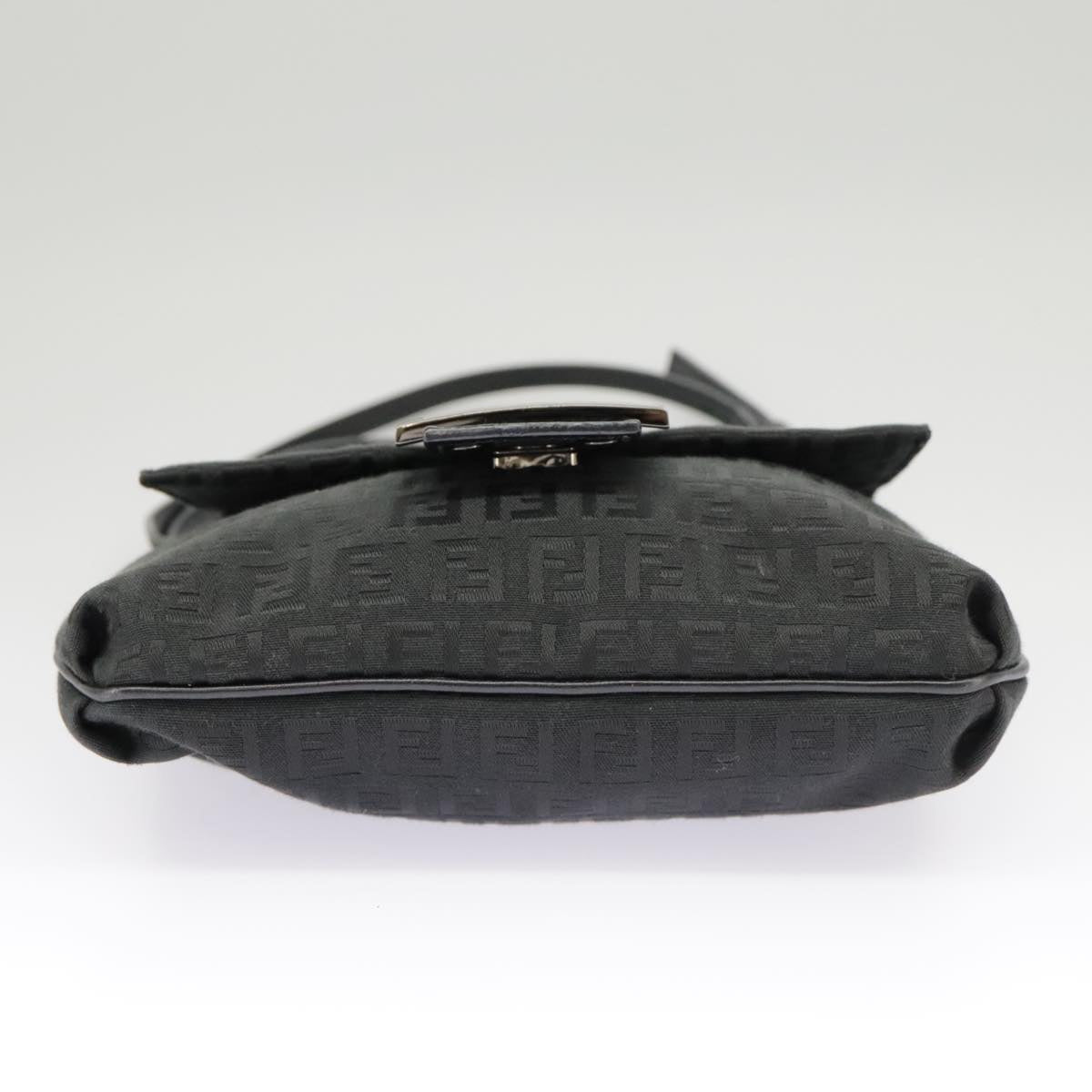 FENDI Zucchino Canvas Mamma Baguette Shoulder Bag Black 101222