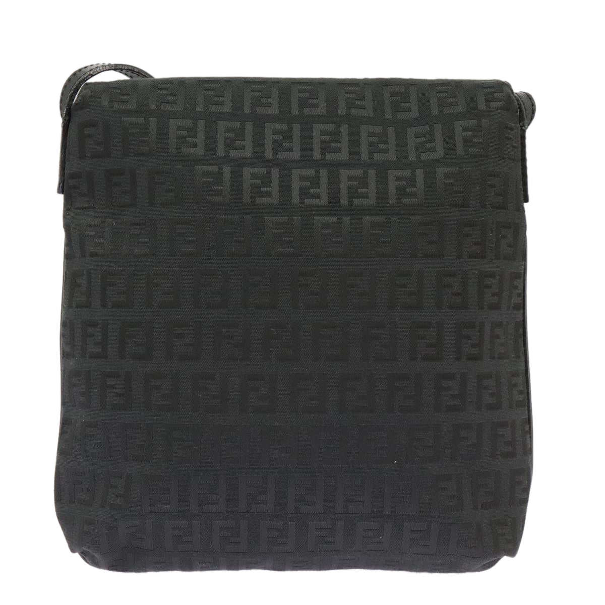 FENDI Zucchino Canvas Mamma Baguette Shoulder Bag Black 101222