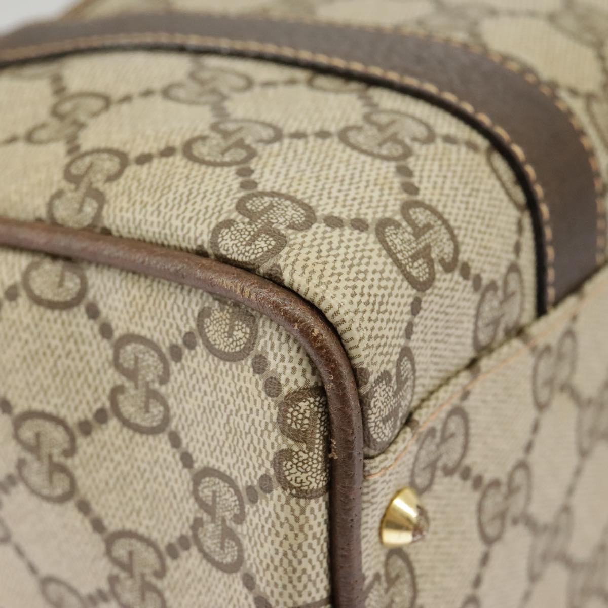 GUCCI GG Supreme Hand Bag PVC Leather Beige Gold 002 58 2140 101244