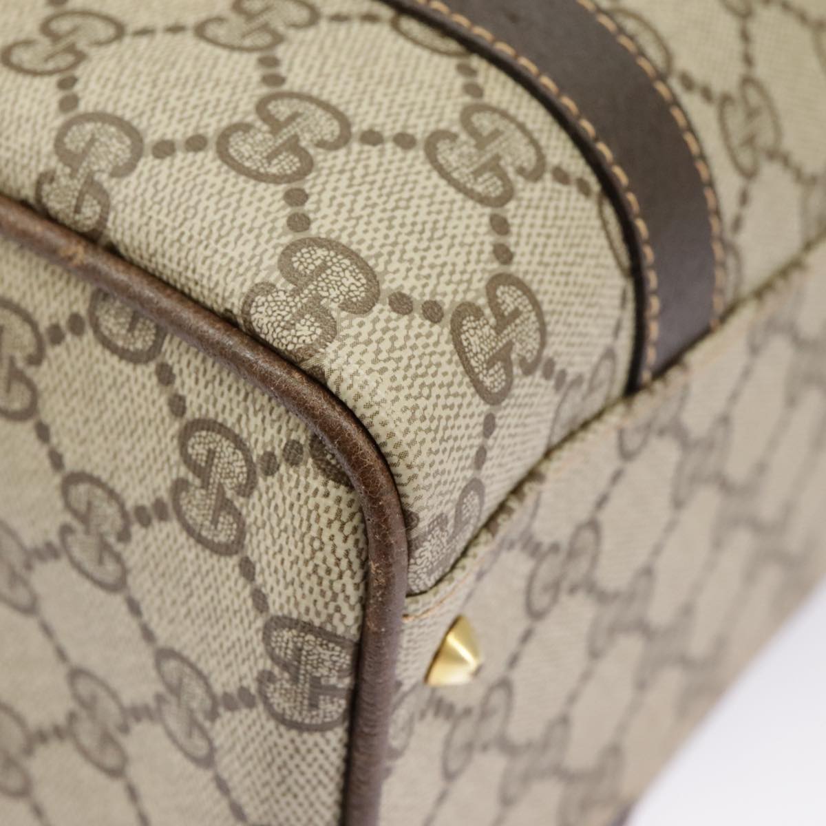 GUCCI GG Supreme Hand Bag PVC Leather Beige Gold 002 58 2140 101244