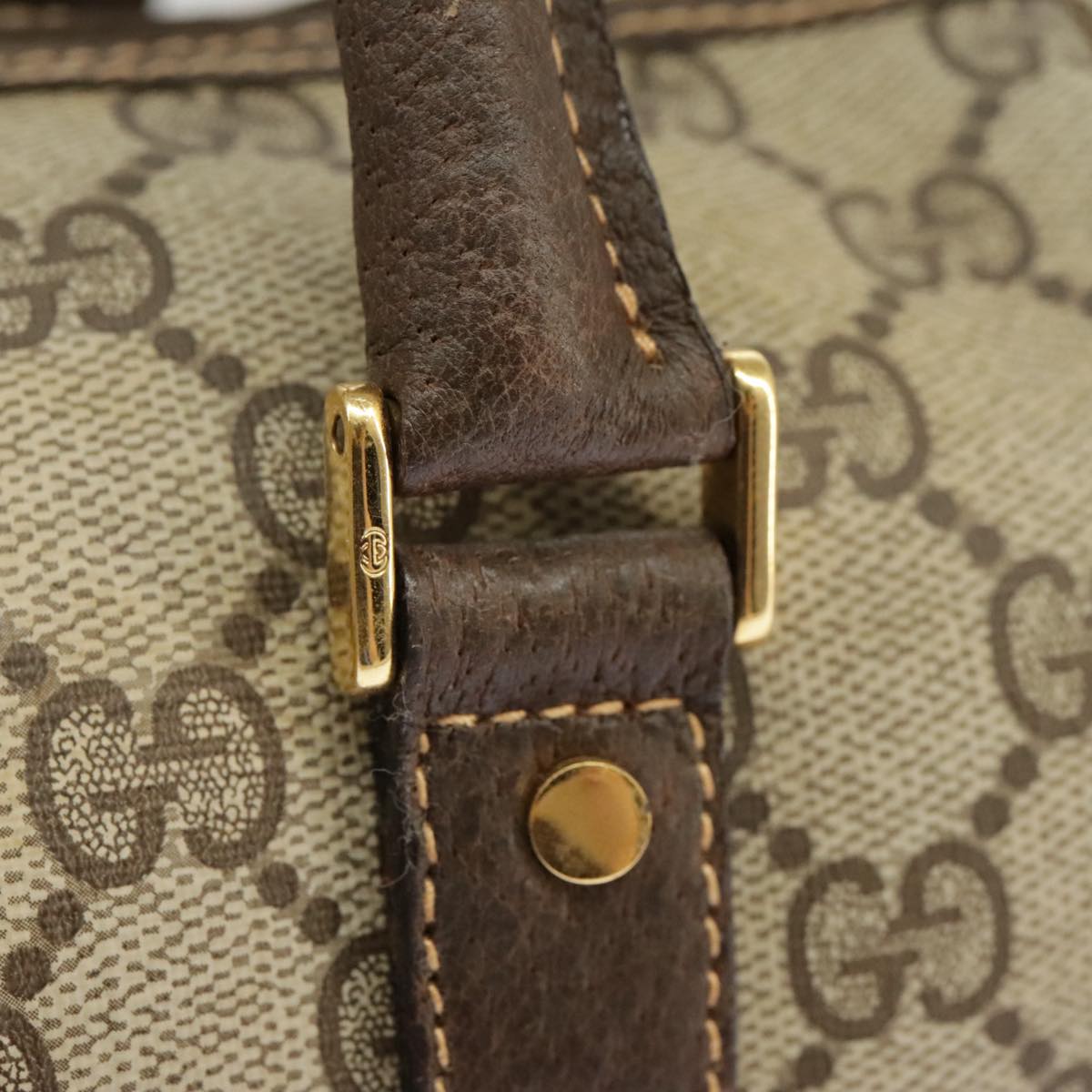 GUCCI GG Supreme Hand Bag PVC Leather Beige Gold 002 58 2140 101244