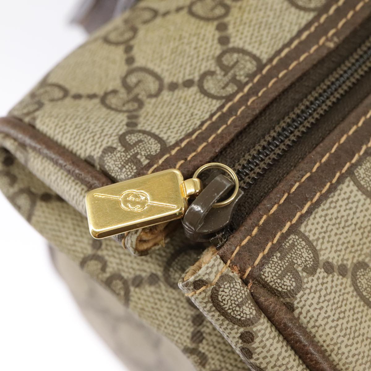 GUCCI GG Supreme Hand Bag PVC Leather Beige Gold 002 58 2140 101244