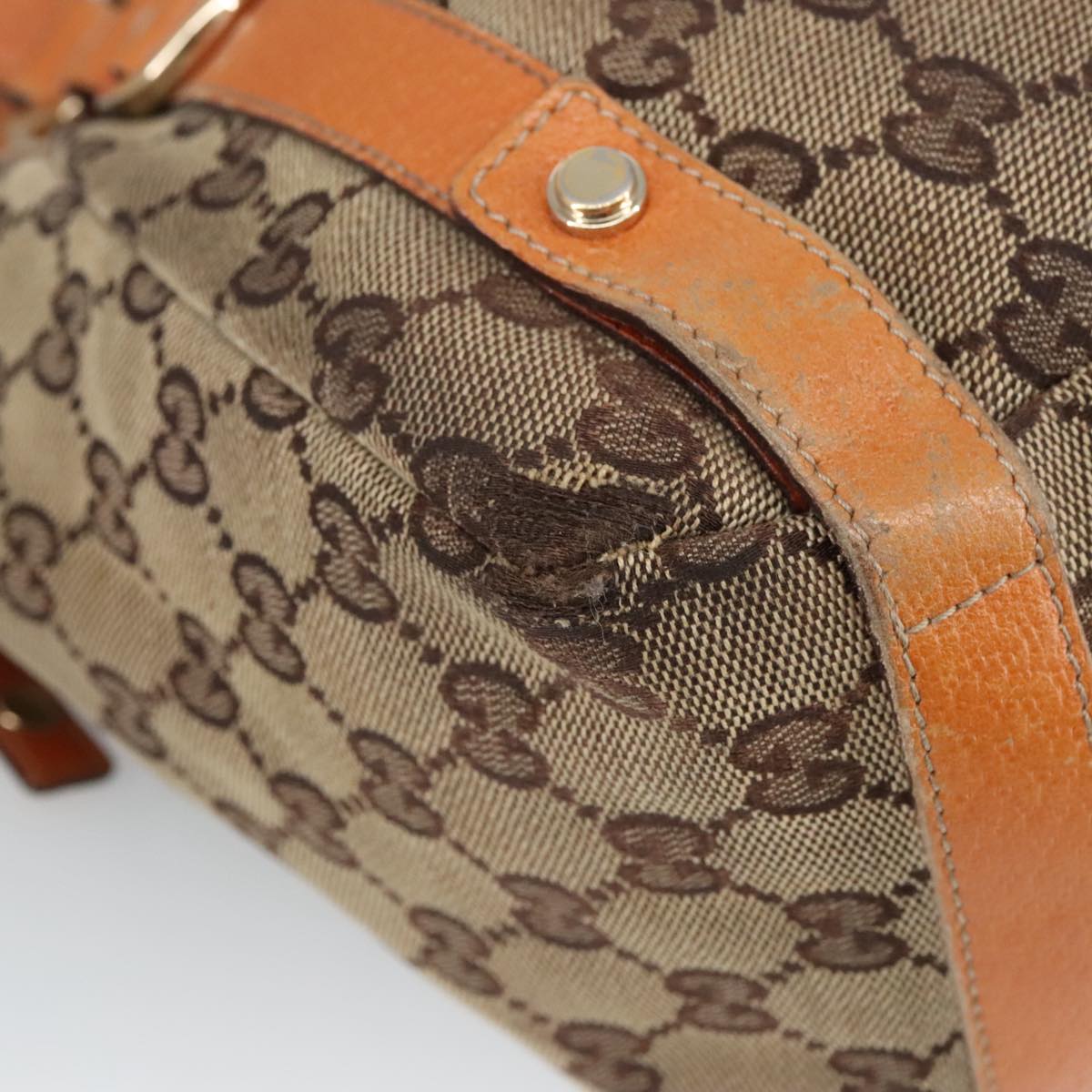 GUCCI GG Canvas Tote Bag Beige Gold 130736 101249