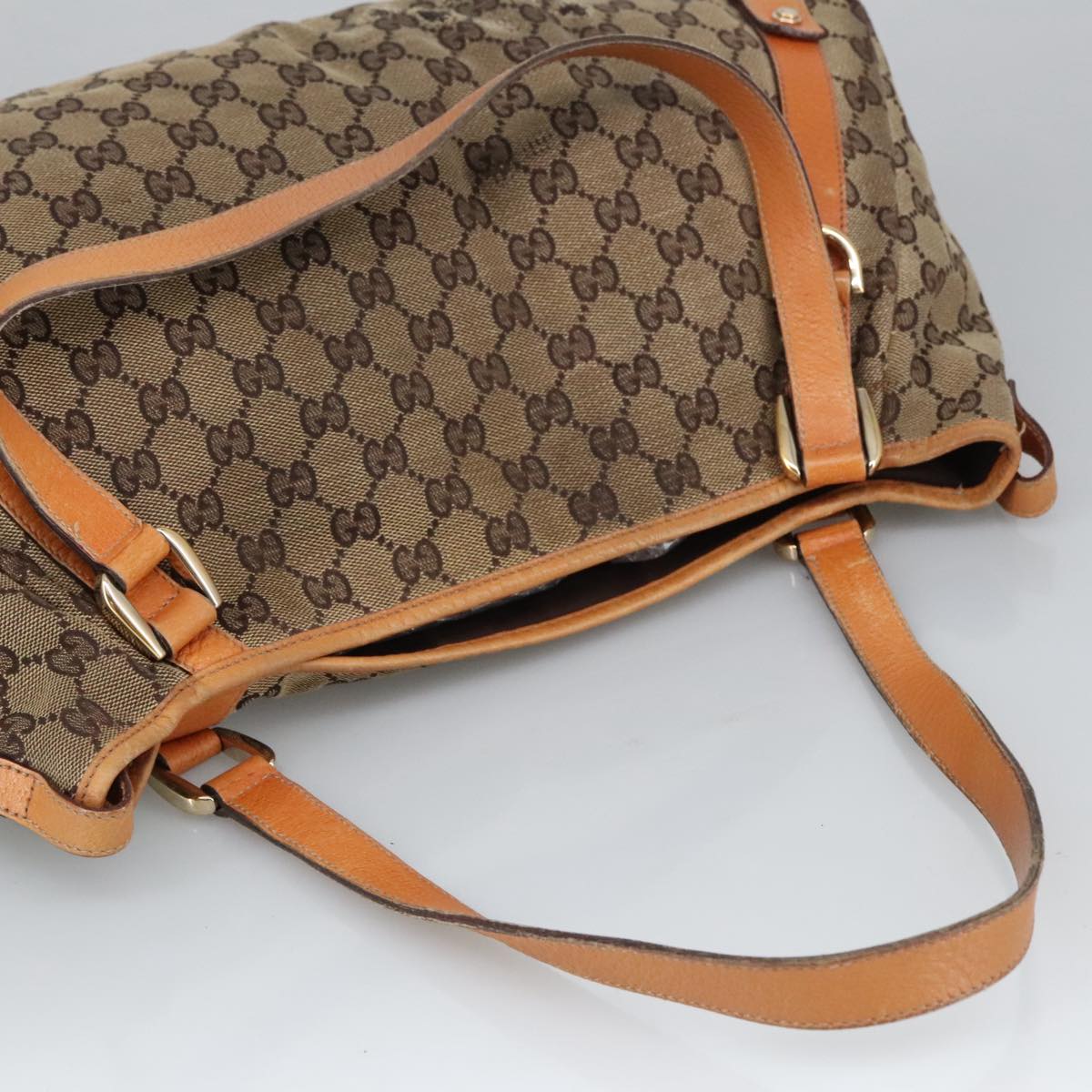 GUCCI GG Canvas Tote Bag Beige Gold 130736 101249