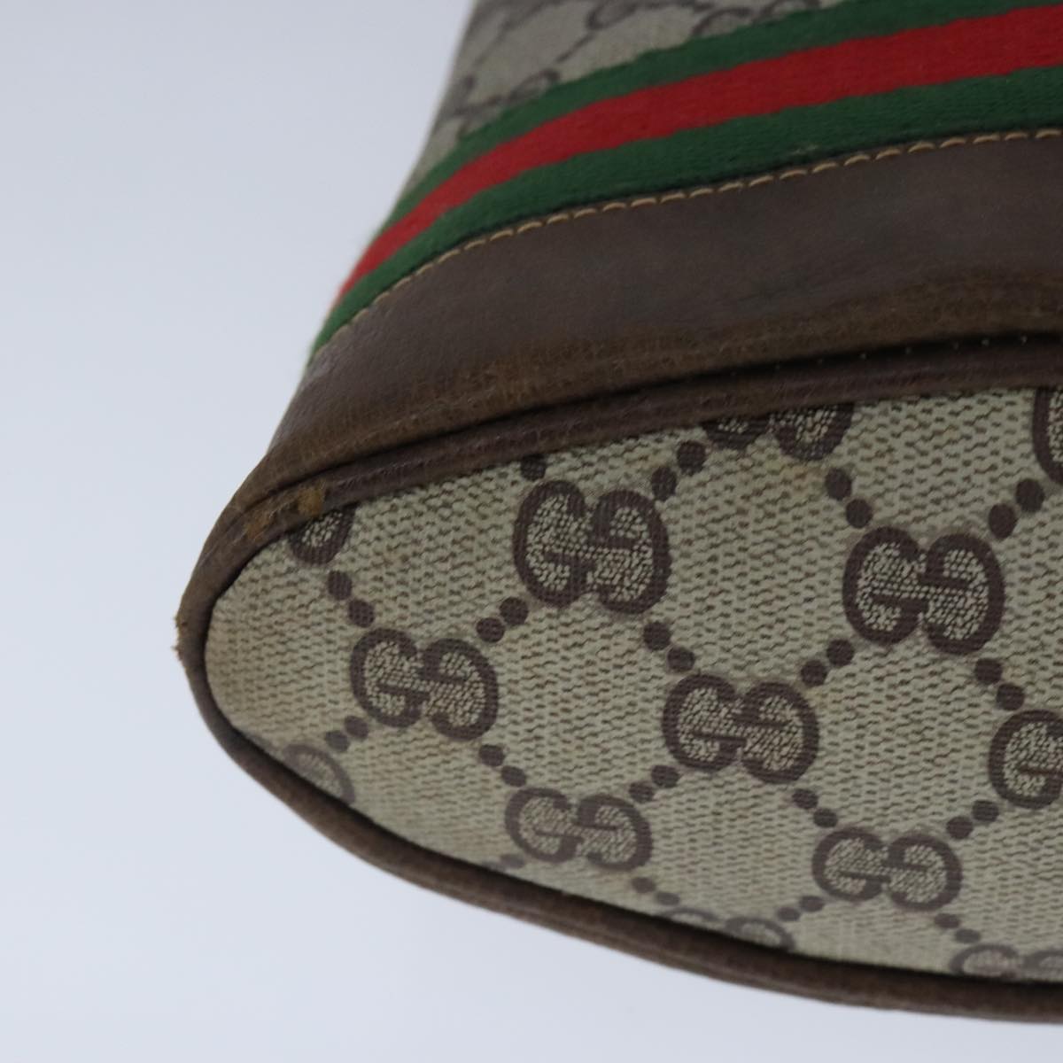 GUCCI GG Supreme Web Sherry Line Shoulder Bag PVC Beige Red Green 101272