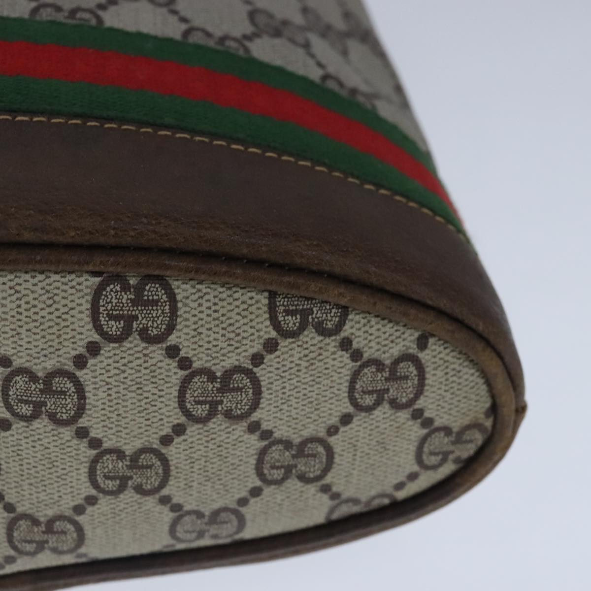 GUCCI GG Supreme Web Sherry Line Shoulder Bag PVC Beige Red Green 101272