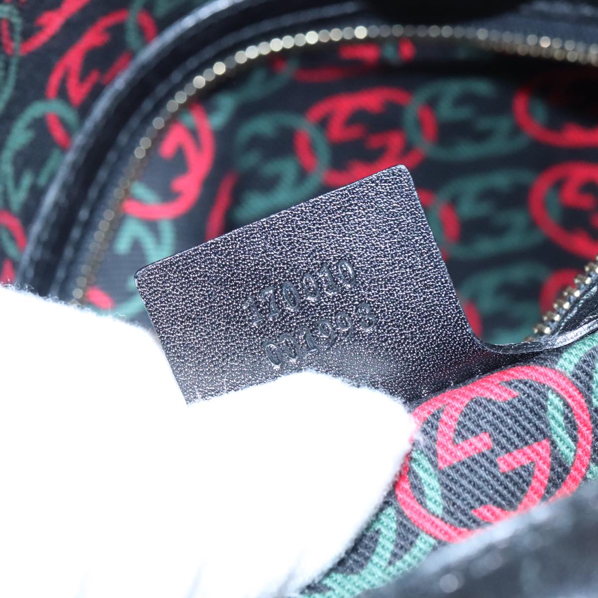 GUCCI Hand Bag Leather Gold Black 170010 101278