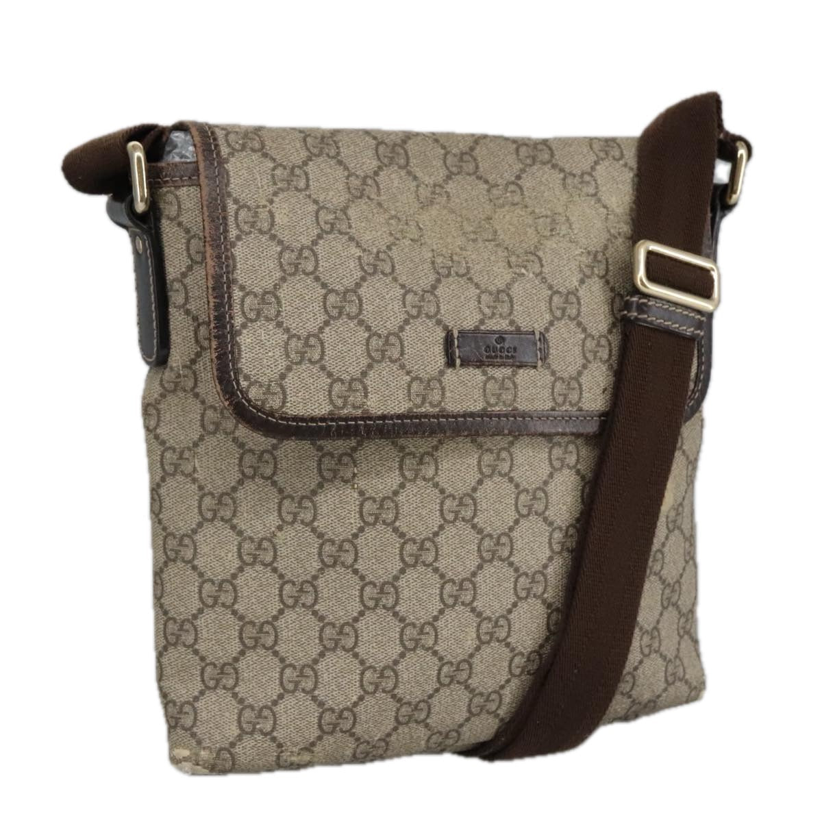 GUCCI GG Supreme Shoulder Bag PVC Beige 223666 101285