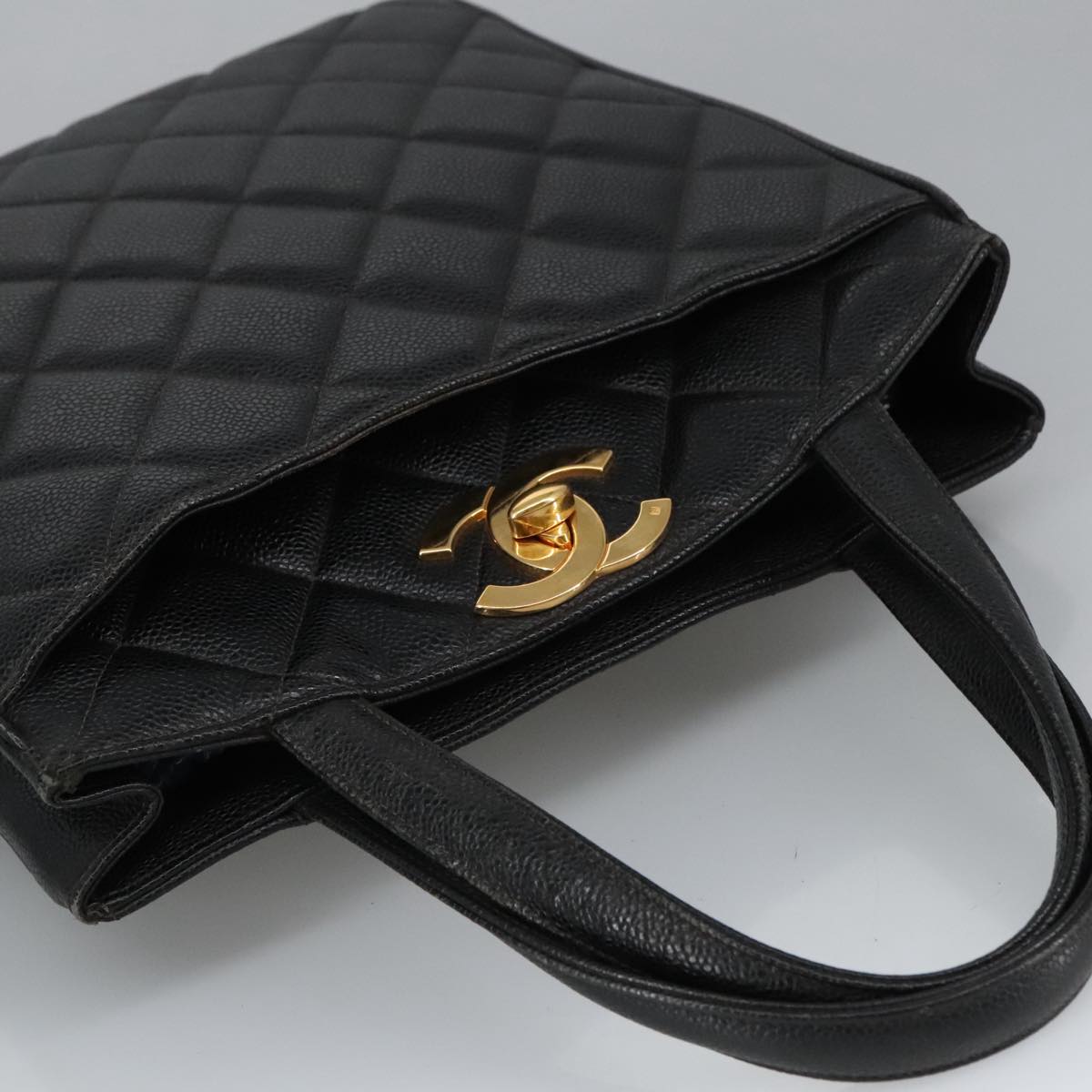 CHANEL Matelasse Hand Bag Caviar Skin Black CC 101307A