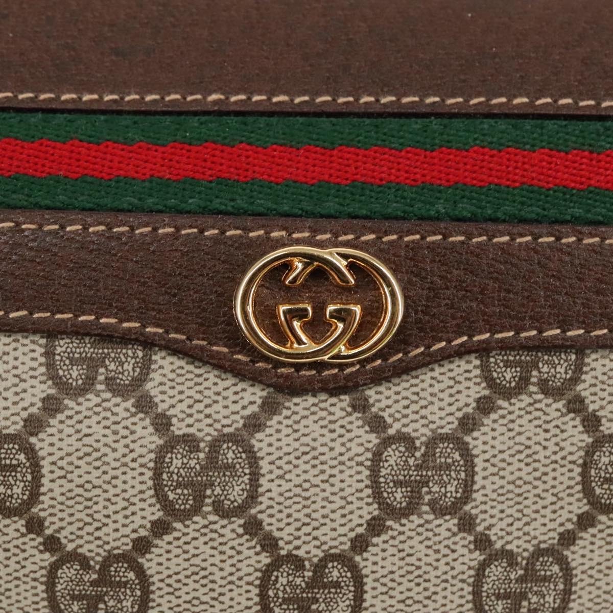 GUCCI GG Supreme Web Sherry Line Bag PVC Beige 001 123 0918 101309A