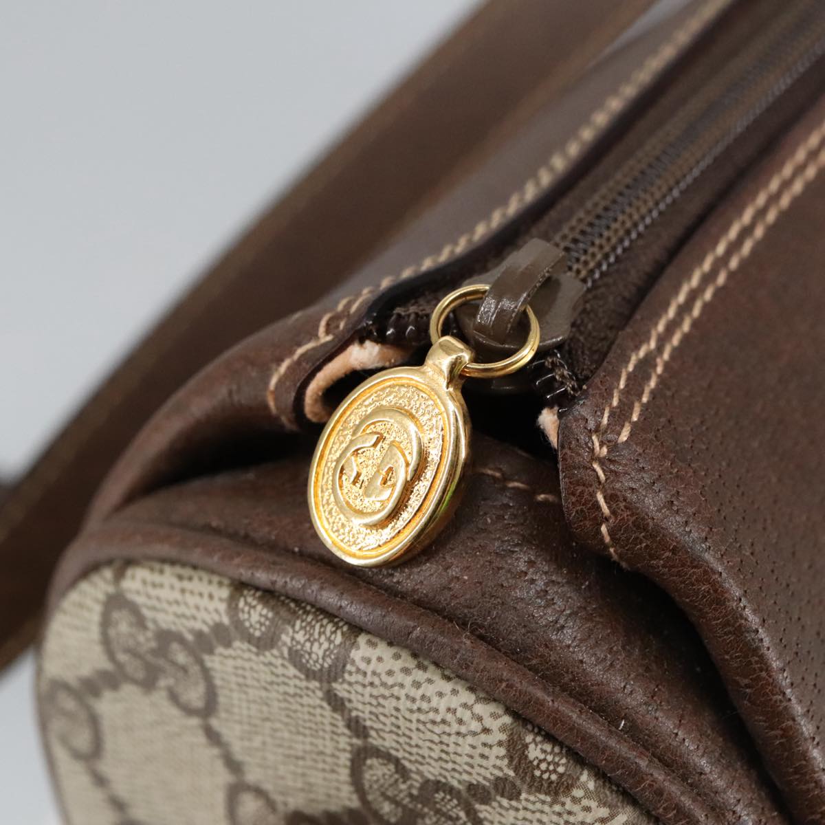 GUCCI GG Supreme Web Sherry Line Bag PVC Beige 001 123 0918 101309A
