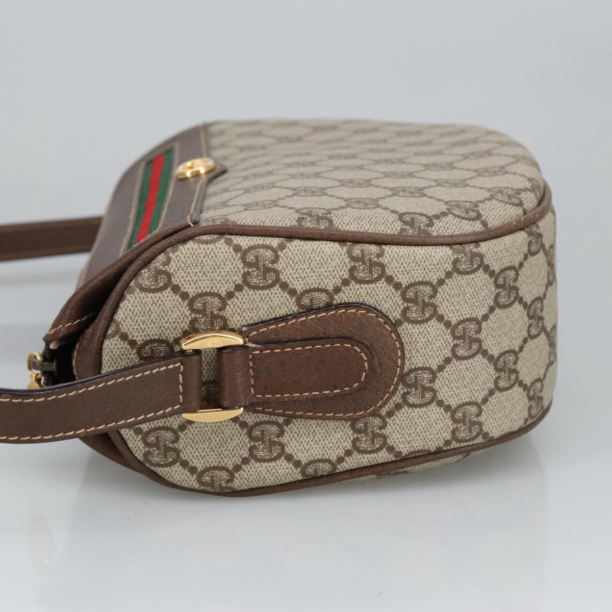 GUCCI GG Supreme Web Sherry Line Bag PVC Beige 001 123 0918 101309A
