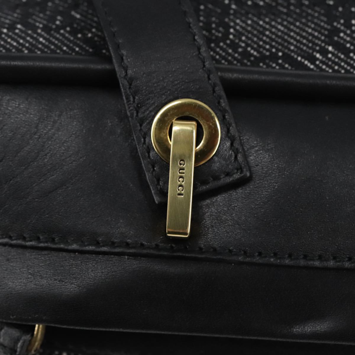 GUCCI GG Canvas Shoulder Bag Black Gold 92729 101322A