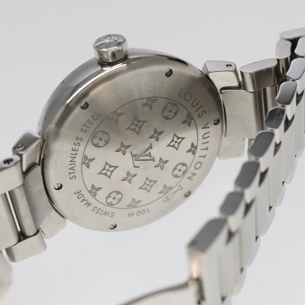 LOUIS VUITTON Tambour Forever Q121F Diamond Lug Pave Diamond Gray Watches Q121F 101376S