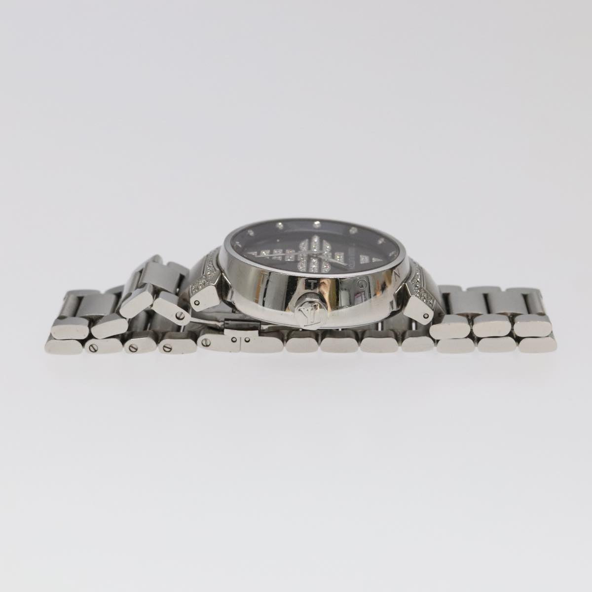 LOUIS VUITTON Tambour Forever Q121F Diamond Lug Pave Diamond Gray Watches Q121F 101376S