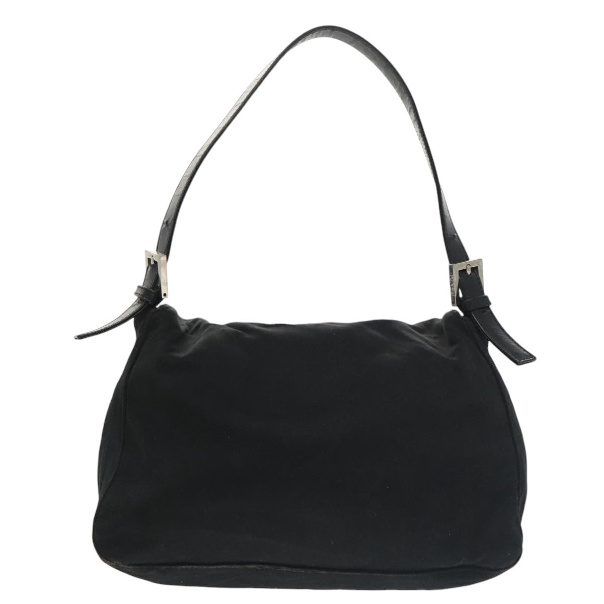 FENDI Mamma Baguette Shoulder Bag Nylon Black Silver 101489