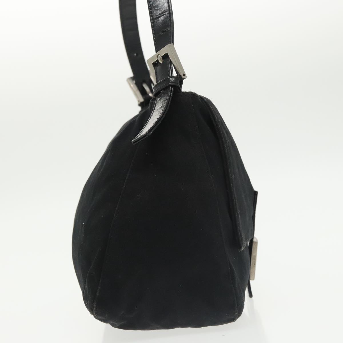 FENDI Mamma Baguette Shoulder Bag Nylon Black Silver 101489
