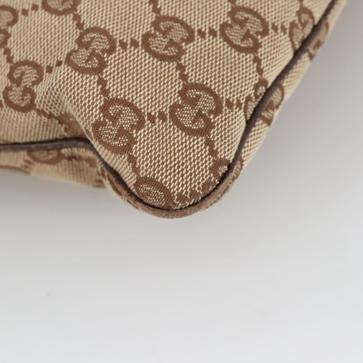GUCCI GG Canvas Shoulder Bag Beige Silver 113013 101566