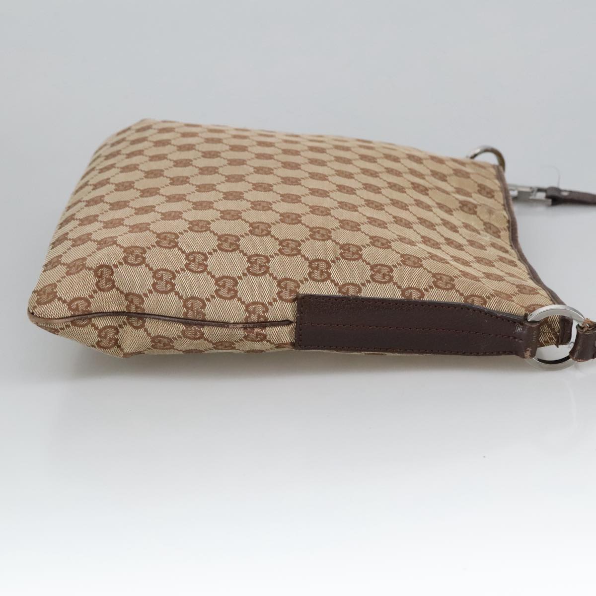 GUCCI GG Canvas Shoulder Bag Beige Silver 113013 101566