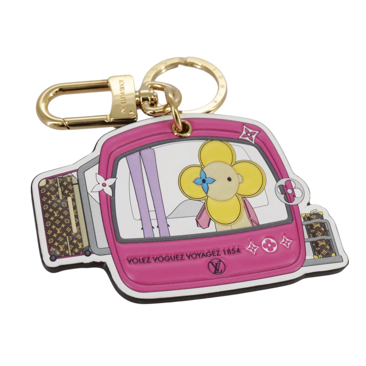 LOUIS VUITTON Monogram Porte Cles Epivivienne Key Ring Pink M68653 101583