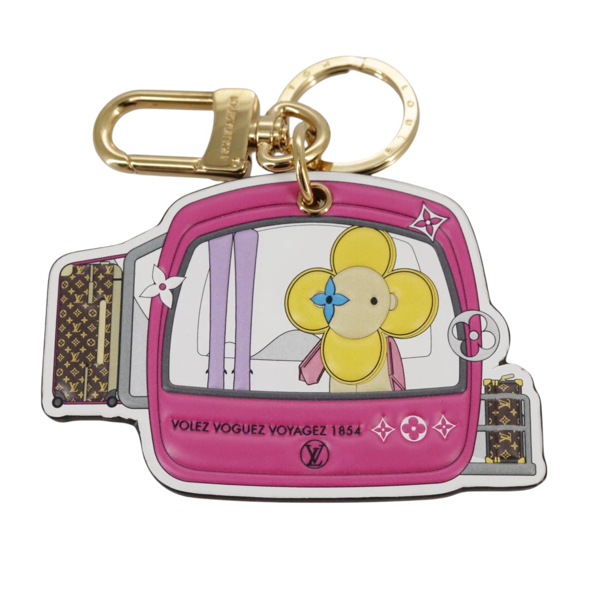 LOUIS VUITTON Monogram Porte Cles Epivivienne Key Ring Pink M68653 101583