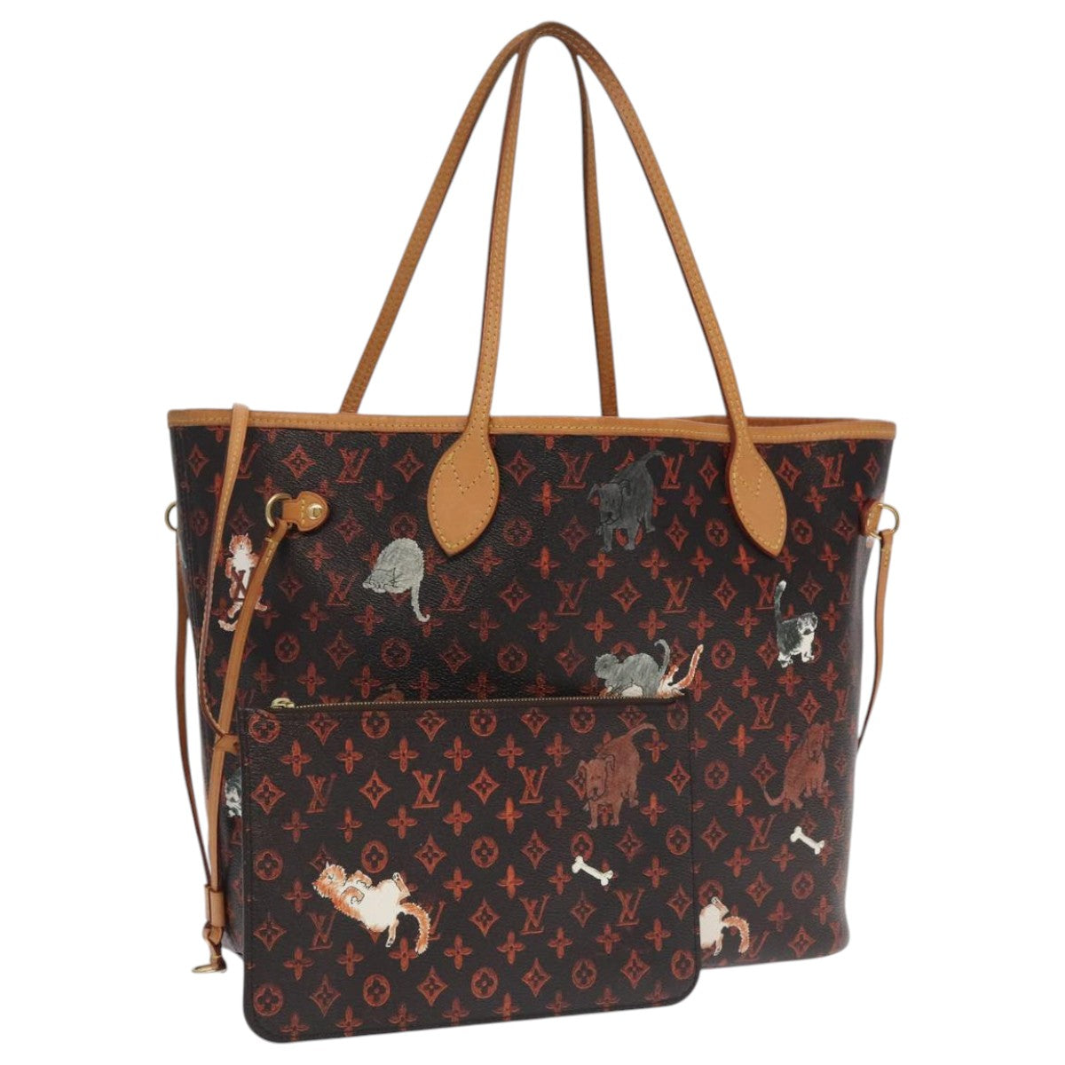 LOUIS VUITTON Catgram Neverfull MM Tote Bag M44441 LV 101672SA