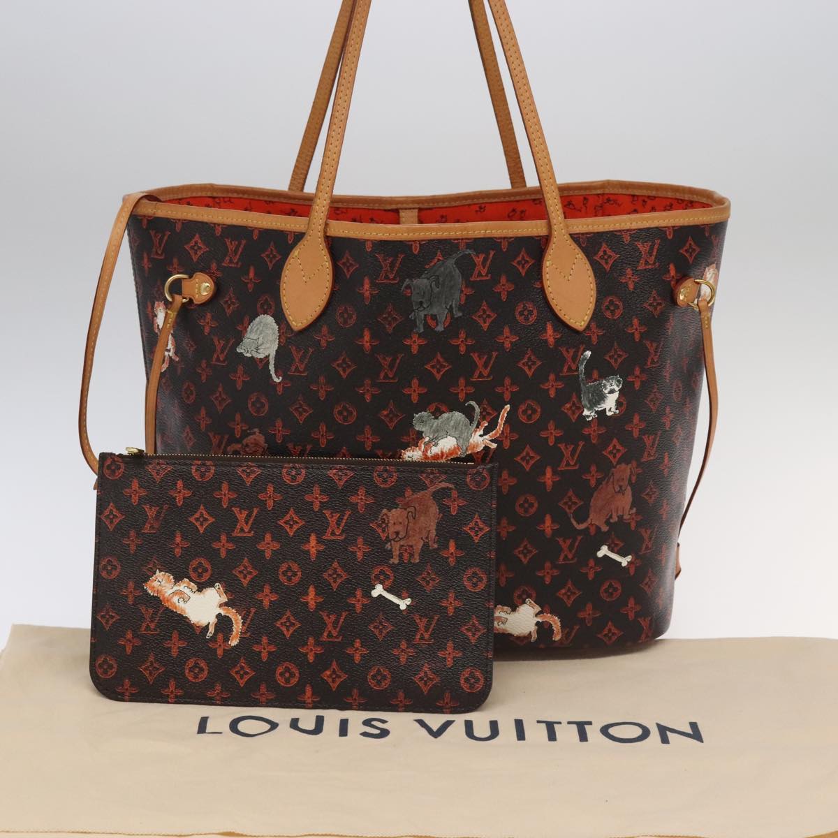LOUIS VUITTON Catgram Neverfull MM Tote Bag M44441 LV 101672SA