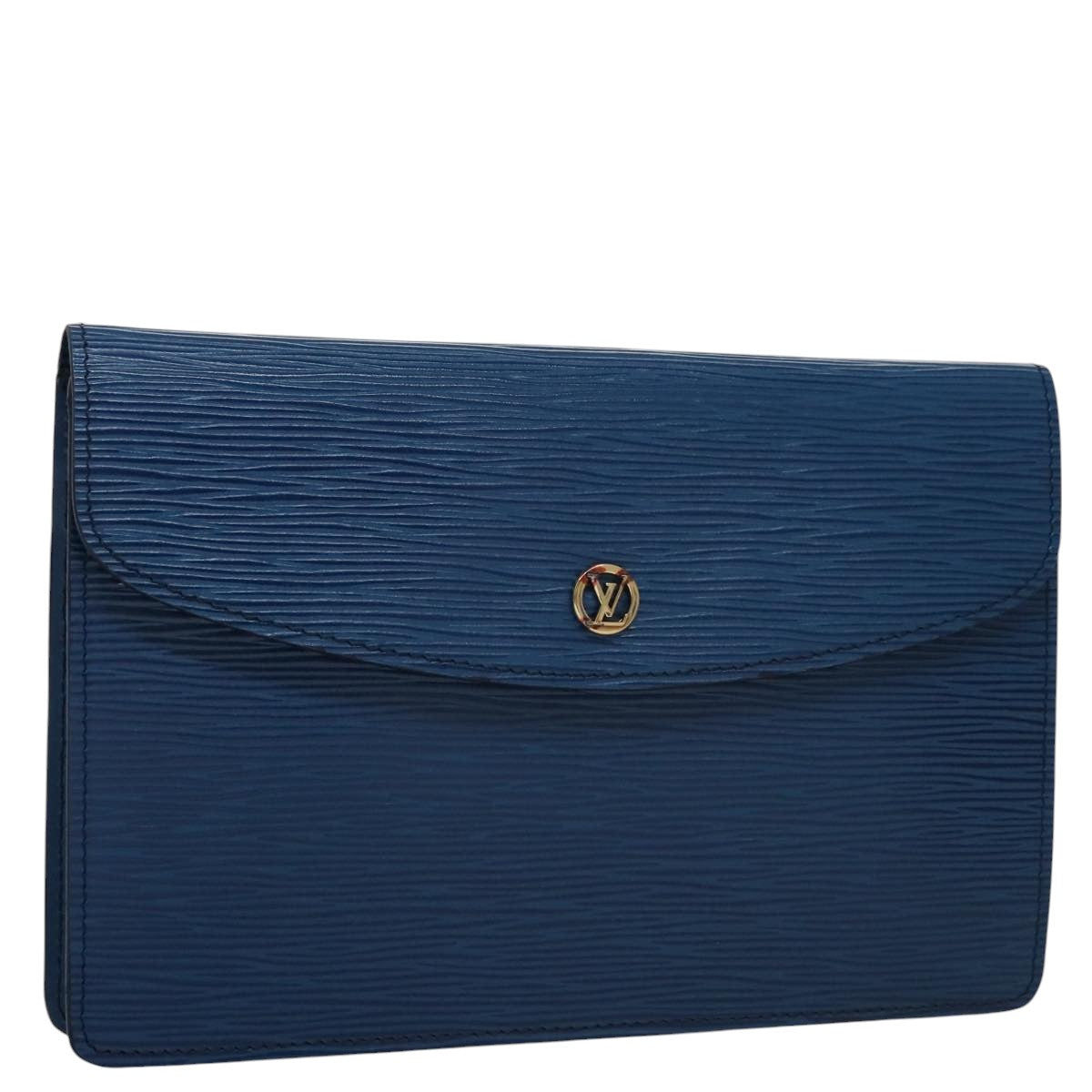 LOUIS VUITTON Epi Montaigne 23 Clutch Bag Blue M52665 LV 101782