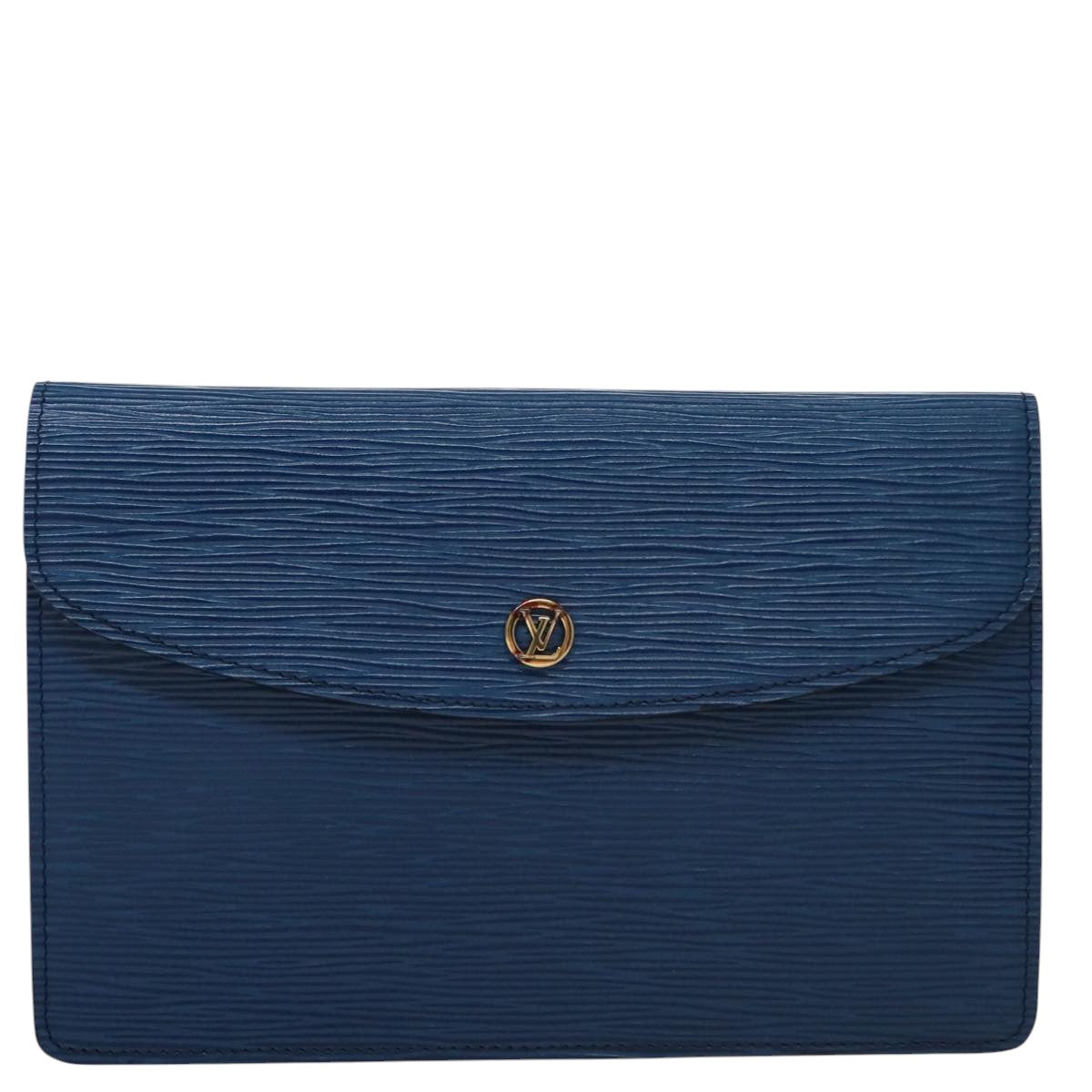 LOUIS VUITTON Epi Montaigne 23 Clutch Bag Blue M52665 LV 101782