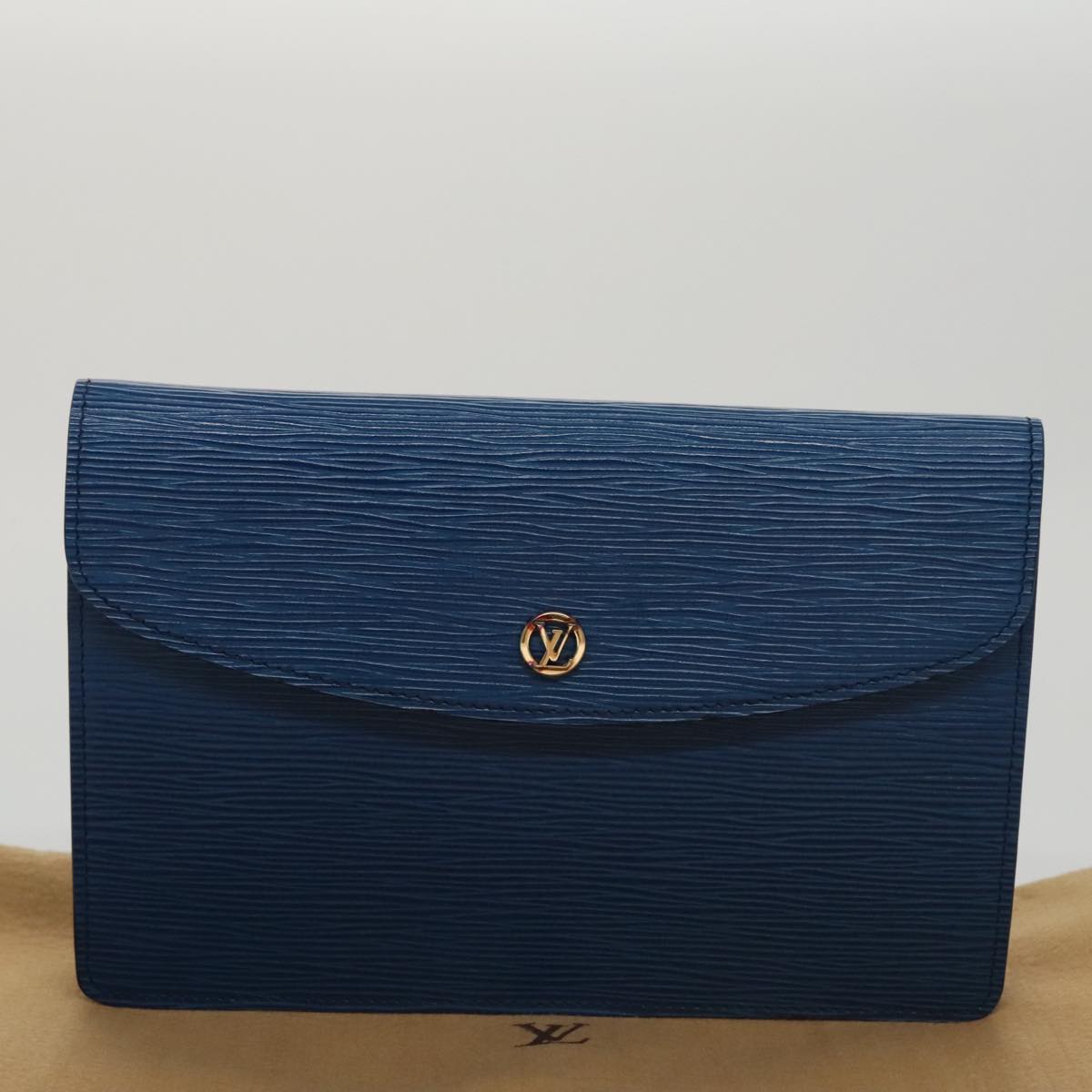 LOUIS VUITTON Epi Montaigne 23 Clutch Bag Blue M52665 LV 101782