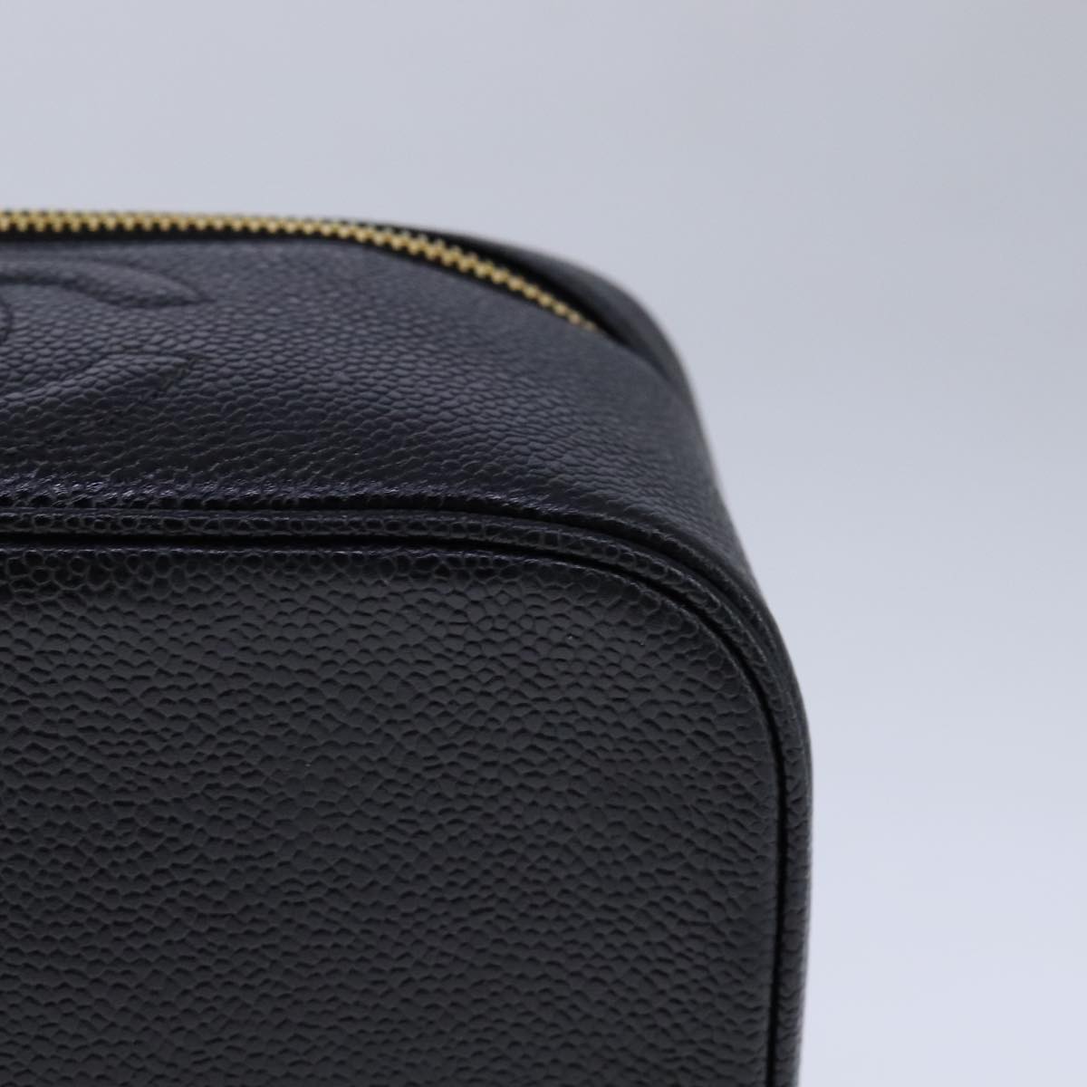 CHANEL Vanity Hand Bag Caviar Skin Black CC 101921