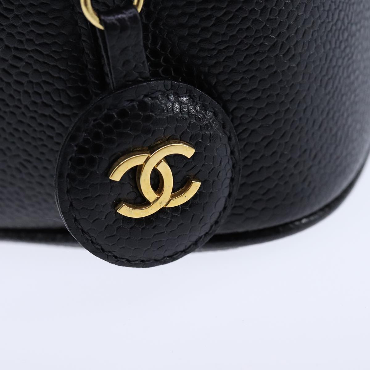 CHANEL Vanity Hand Bag Caviar Skin Black CC 101921