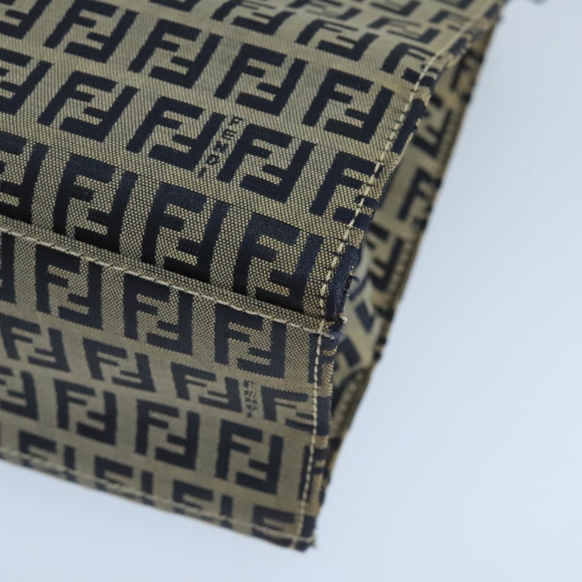 FENDI Zucchino Canvas Hand Bag Navy Silver 101922