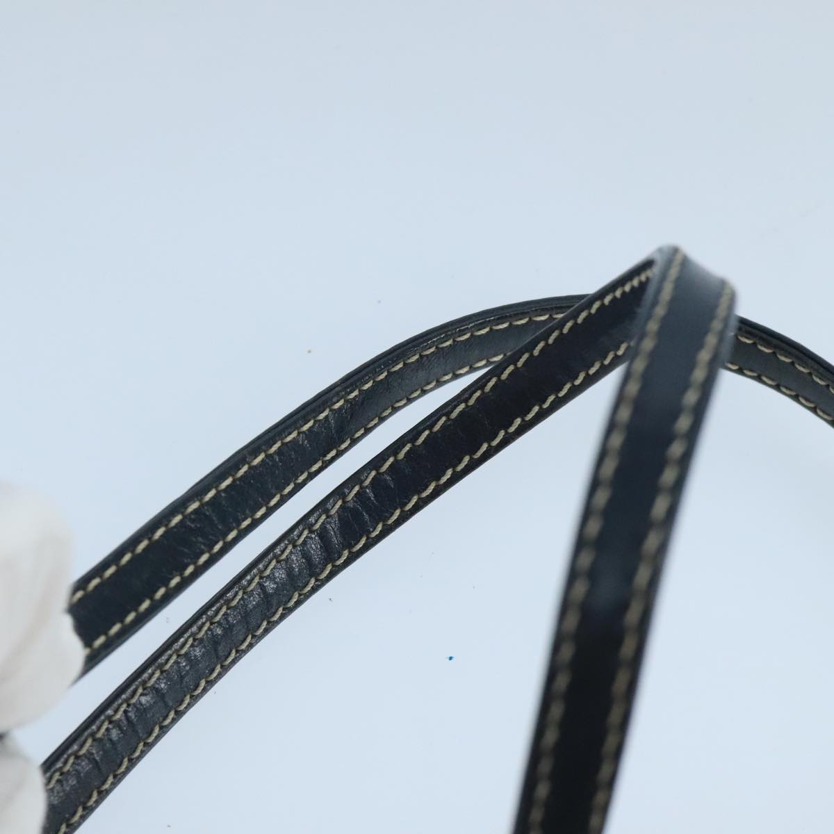 FENDI Zucchino Canvas Hand Bag Navy Silver 101922