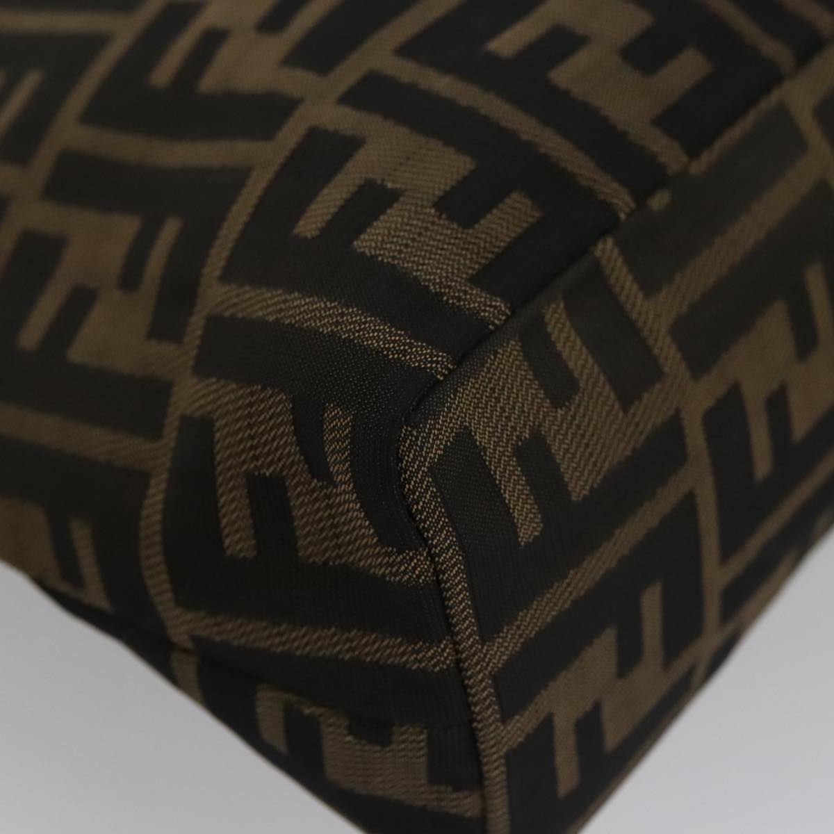 FENDI Zucca Canvas Hand Bag Brown Black 101927A