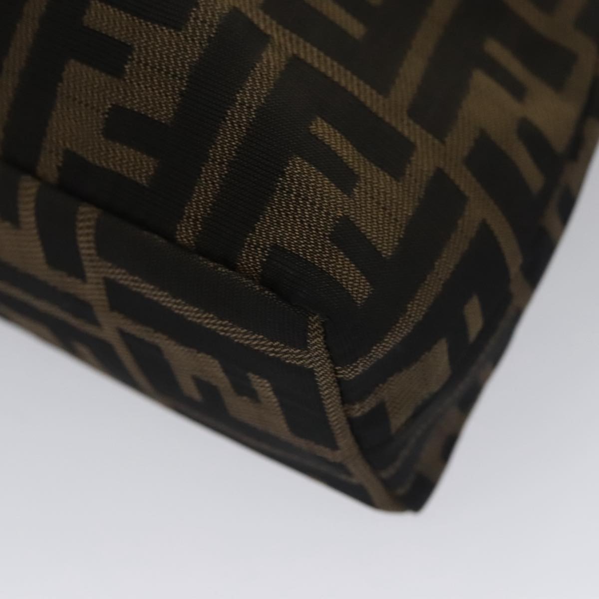 FENDI Zucca Canvas Hand Bag Brown Black 101927A
